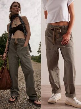 Free People Hayden Pull On Utility Pants Green